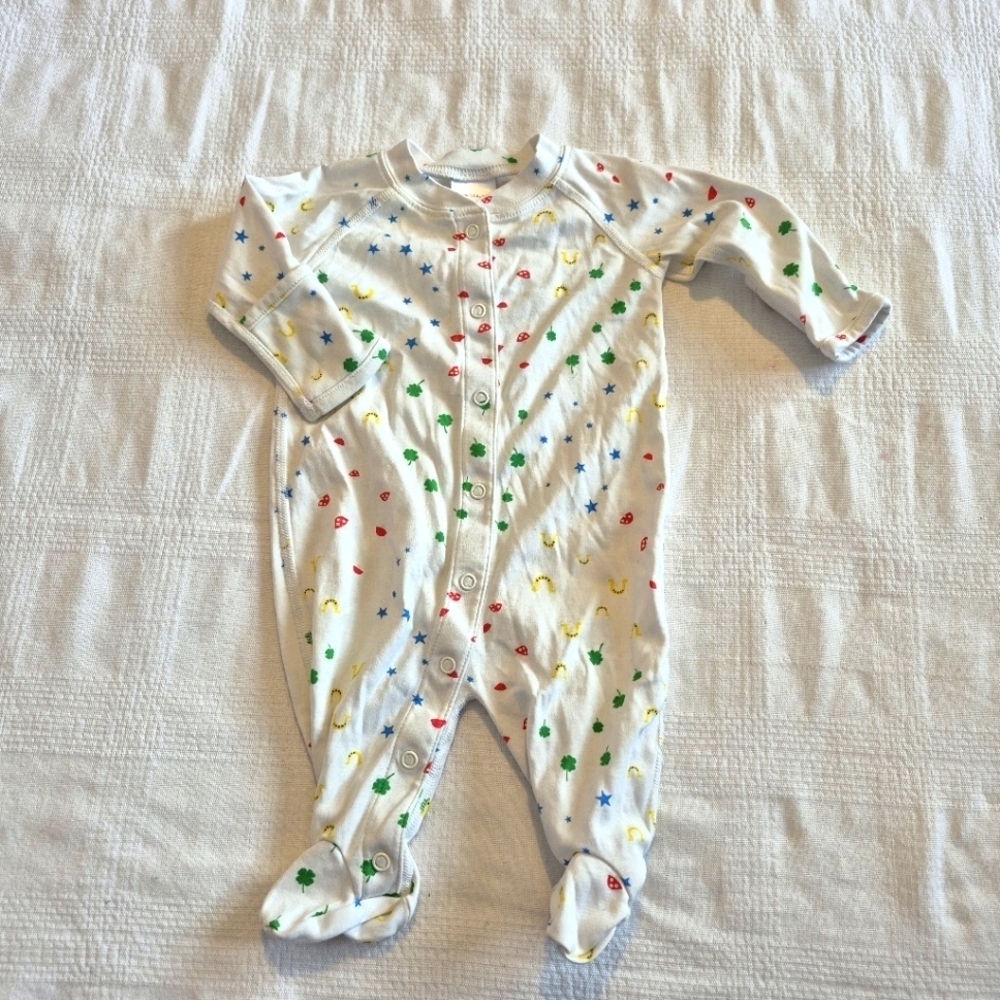 Hanna Andersson girls or boys size 50 or 0-3 months footed snap sleeper VGUC